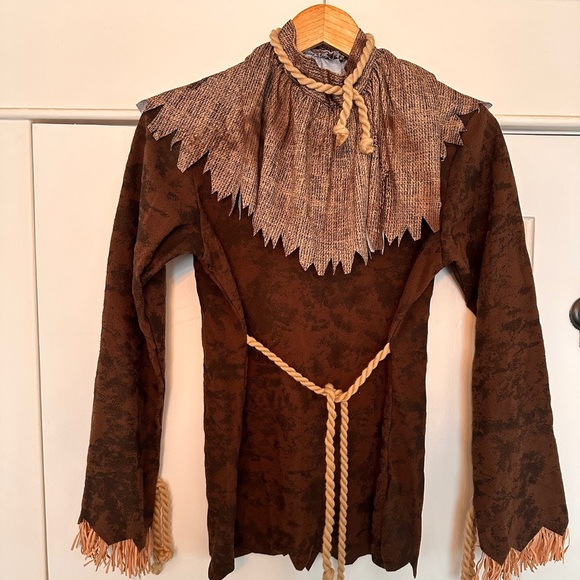 Scary Brown Scarecrow Costume with Hat, sickle and gloves size kids  8-10 - Picture 2 of 4